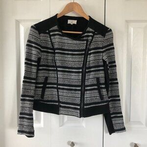 Lou & Gray Striped Long Sleeve Moto Zip Jacket